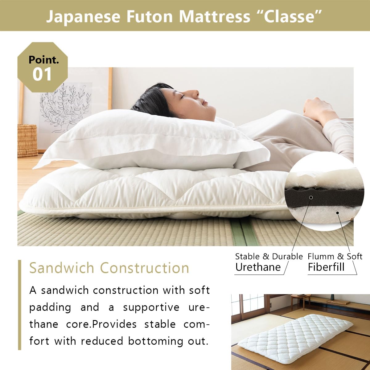 Amazon.com: EMOOR Japanese Futon Mattress Premium CLASSE and